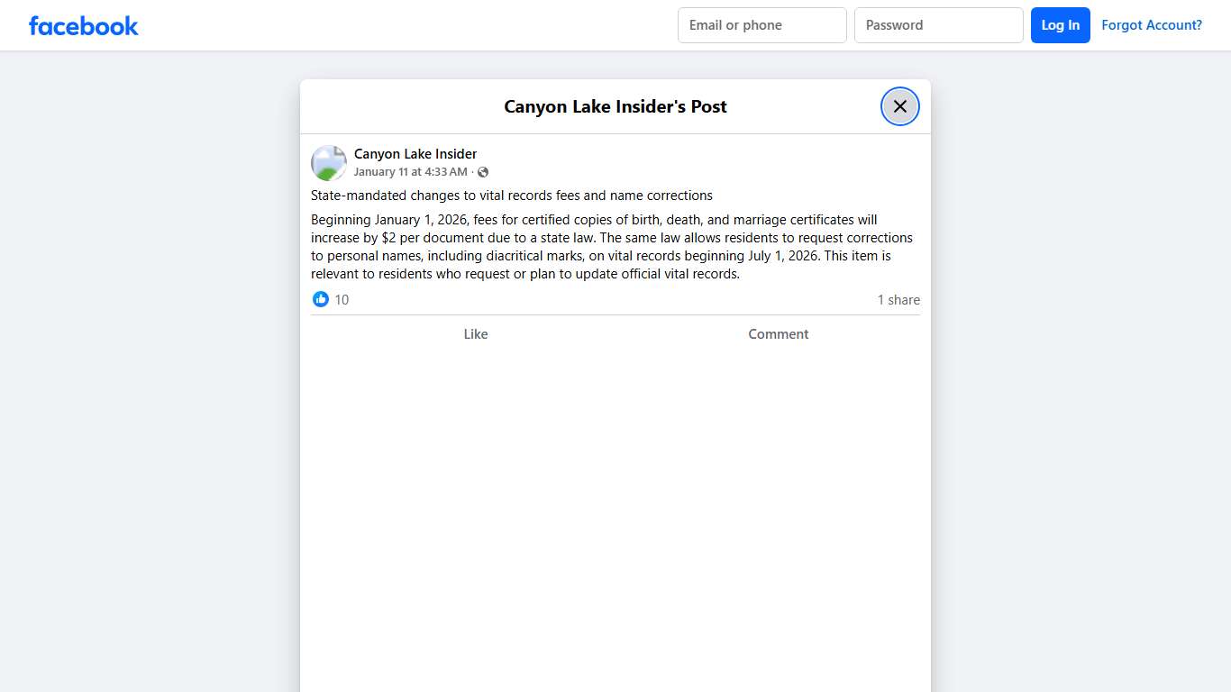 State-mandated changes to vital... - Canyon Lake Insider Facebook